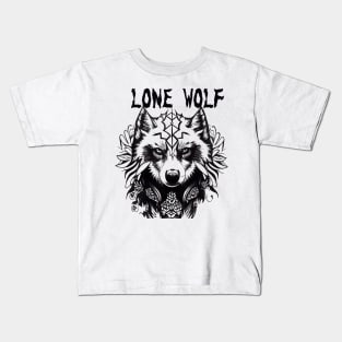 Lone Wolf Tribal Art Kids T-Shirt